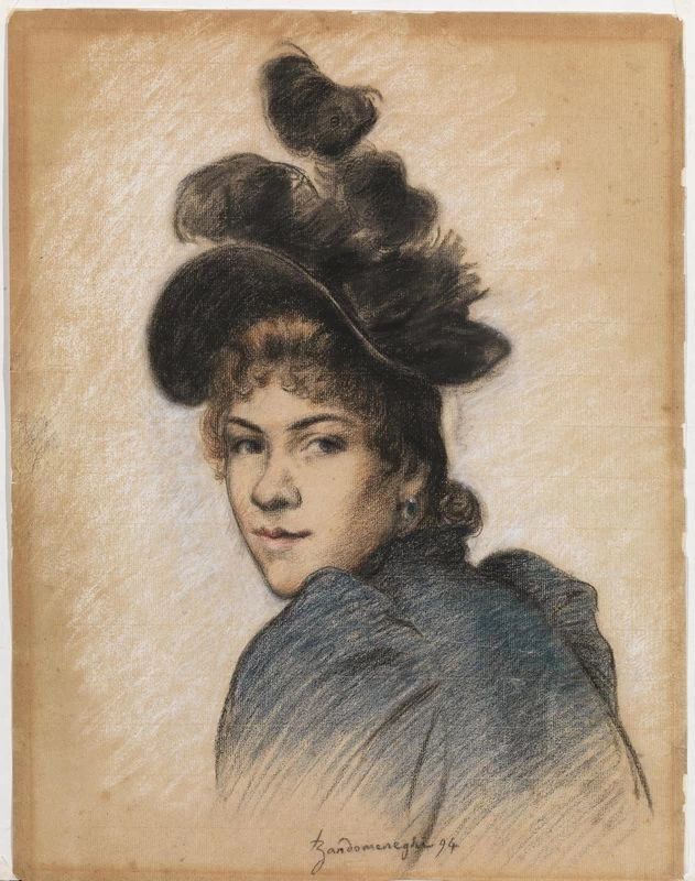 Donna con cappello nero